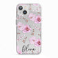 Personalised Dusty Pink Flowers iPhone 13 TPU Impact Case with White Edges