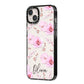 Personalised Dusty Pink Flowers iPhone 14 Plus Black Impact Case Side Angle on Silver phone