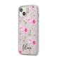 Personalised Dusty Pink Flowers iPhone 14 Plus Glitter Tough Case Starlight Angled Image