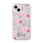 Personalised Dusty Pink Flowers iPhone 14 Plus Glitter Tough Case Starlight