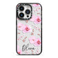 Personalised Dusty Pink Flowers iPhone 14 Pro Black Impact Case on Silver phone