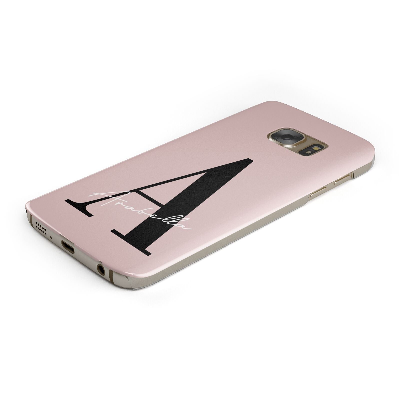 Personalised Dusty Pink Initial Protective Samsung Galaxy Case Angled Image