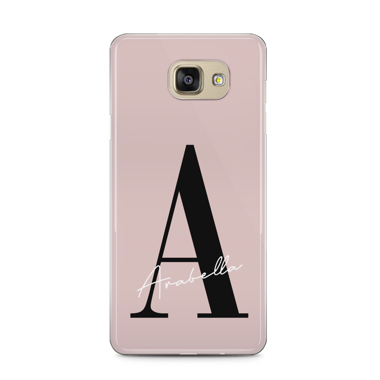 Personalised Dusty Pink Initial Samsung Galaxy A5 2016 Case on gold phone