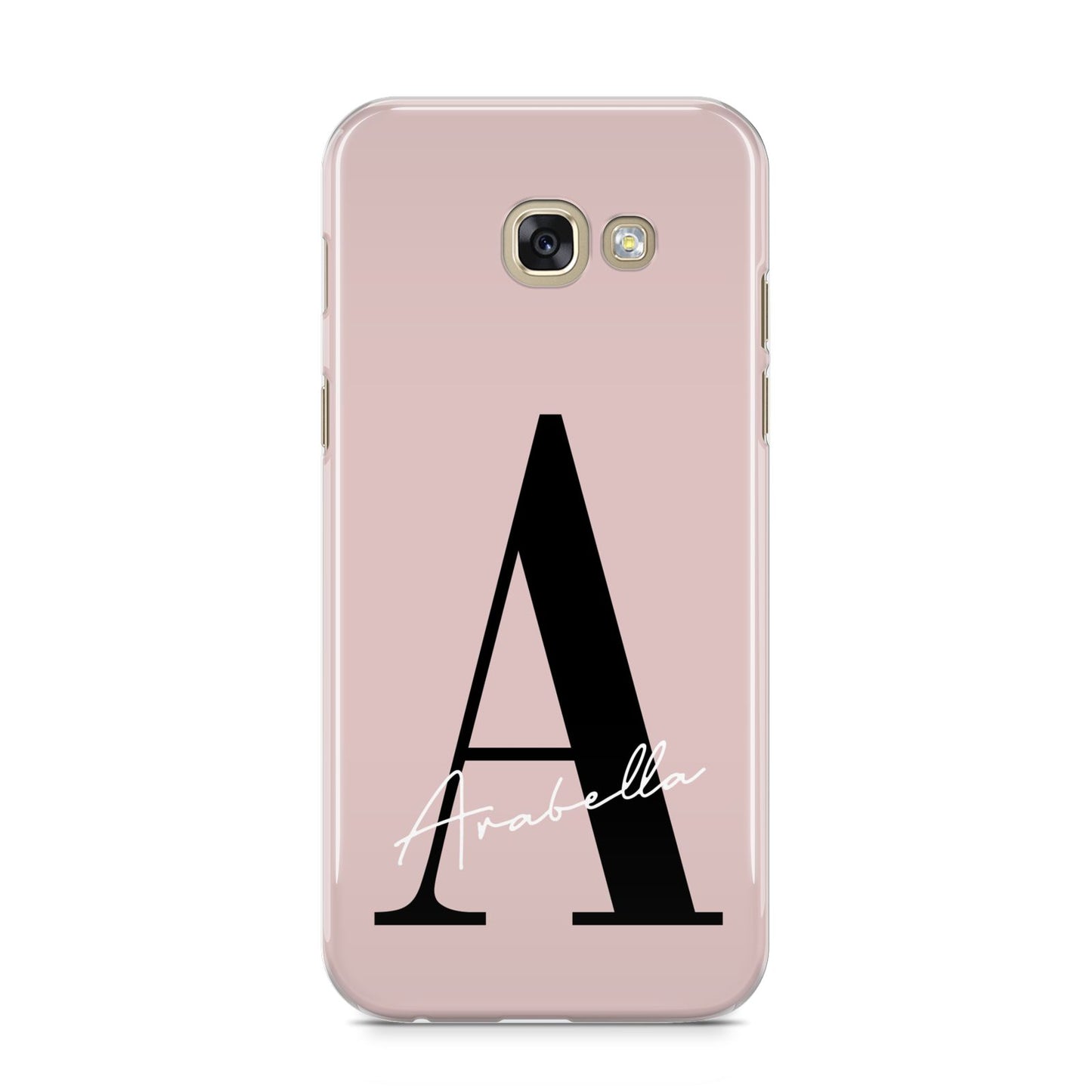 Personalised Dusty Pink Initial Samsung Galaxy A5 2017 Case on gold phone