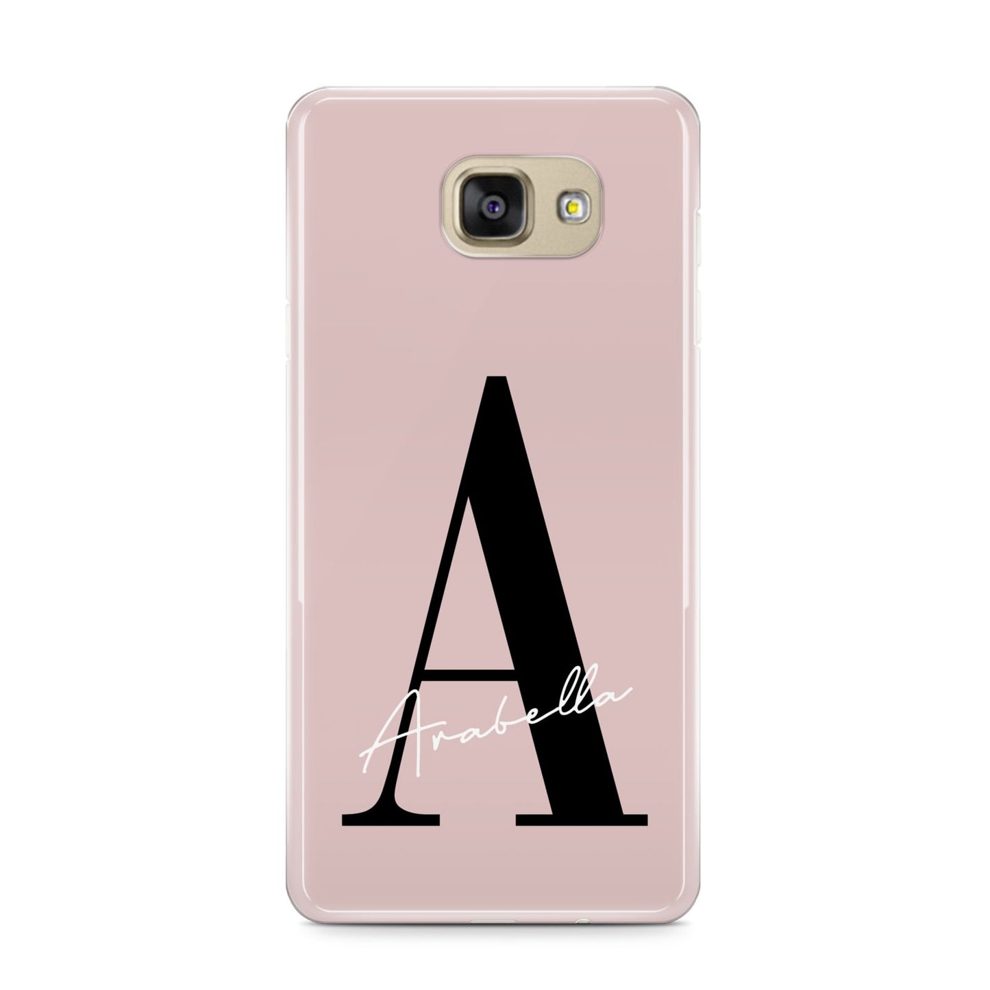 Personalised Dusty Pink Initial Samsung Galaxy A9 2016 Case on gold phone