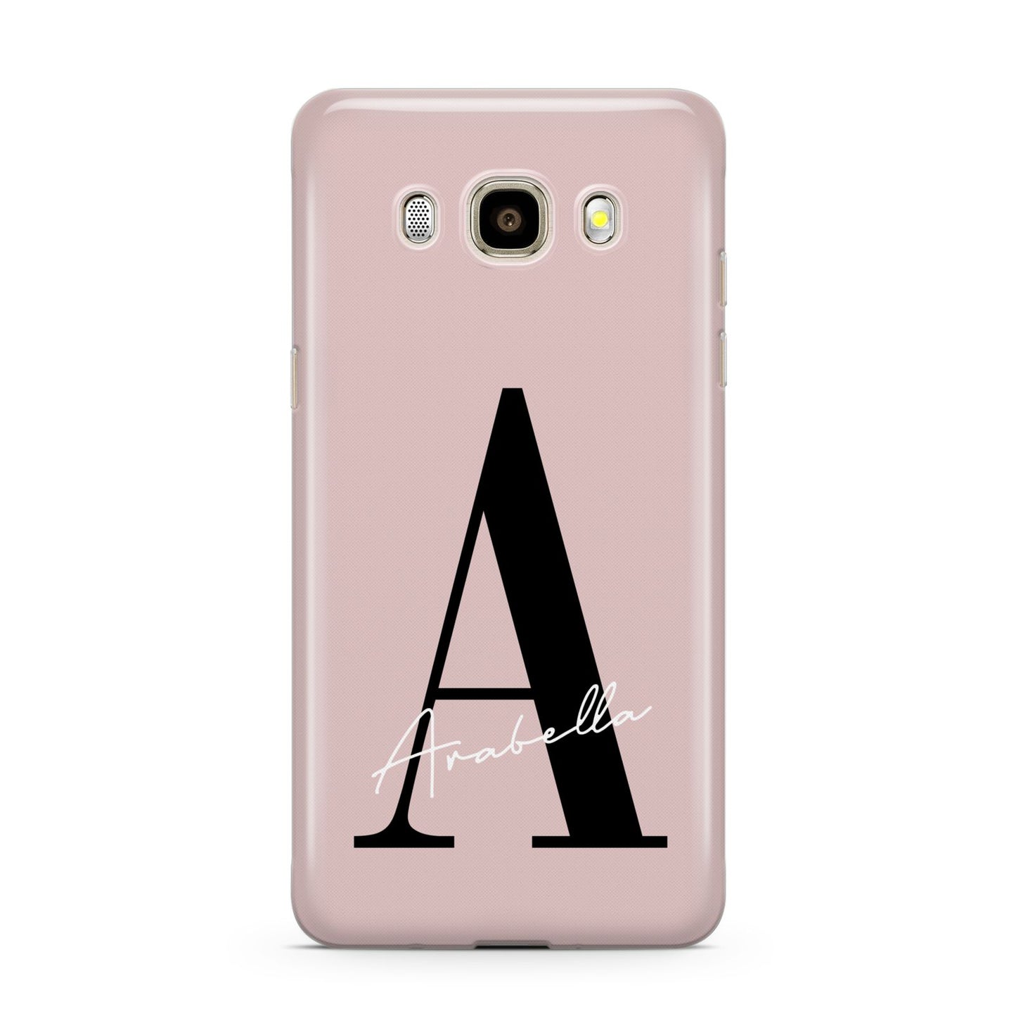 Personalised Dusty Pink Initial Samsung Galaxy J7 2016 Case on gold phone