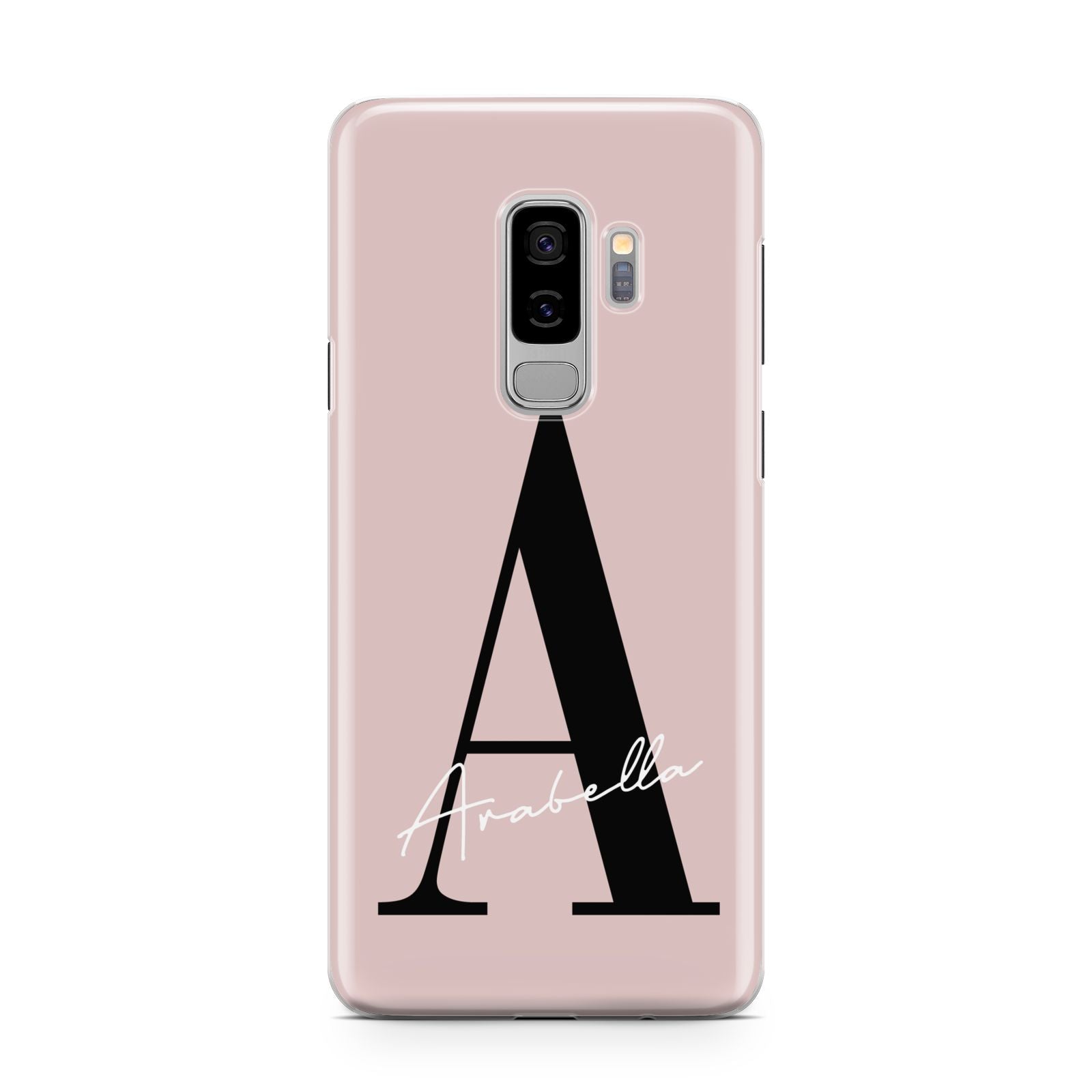 Personalised Dusty Pink Initial Samsung Galaxy S9 Plus Case on Silver phone