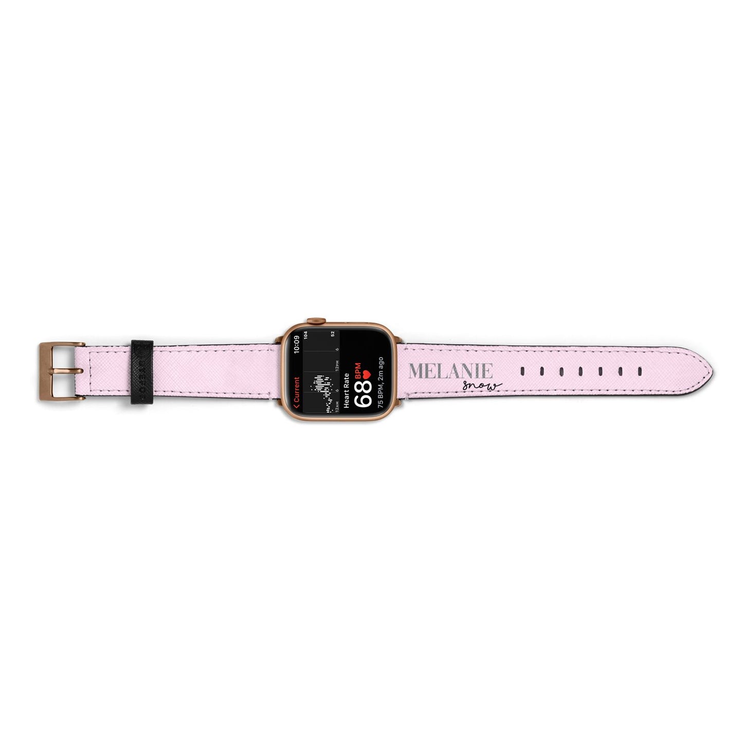 Personalised Dusty Pink Name Apple Watch Strap Size 38mm Landscape Image Gold Hardware