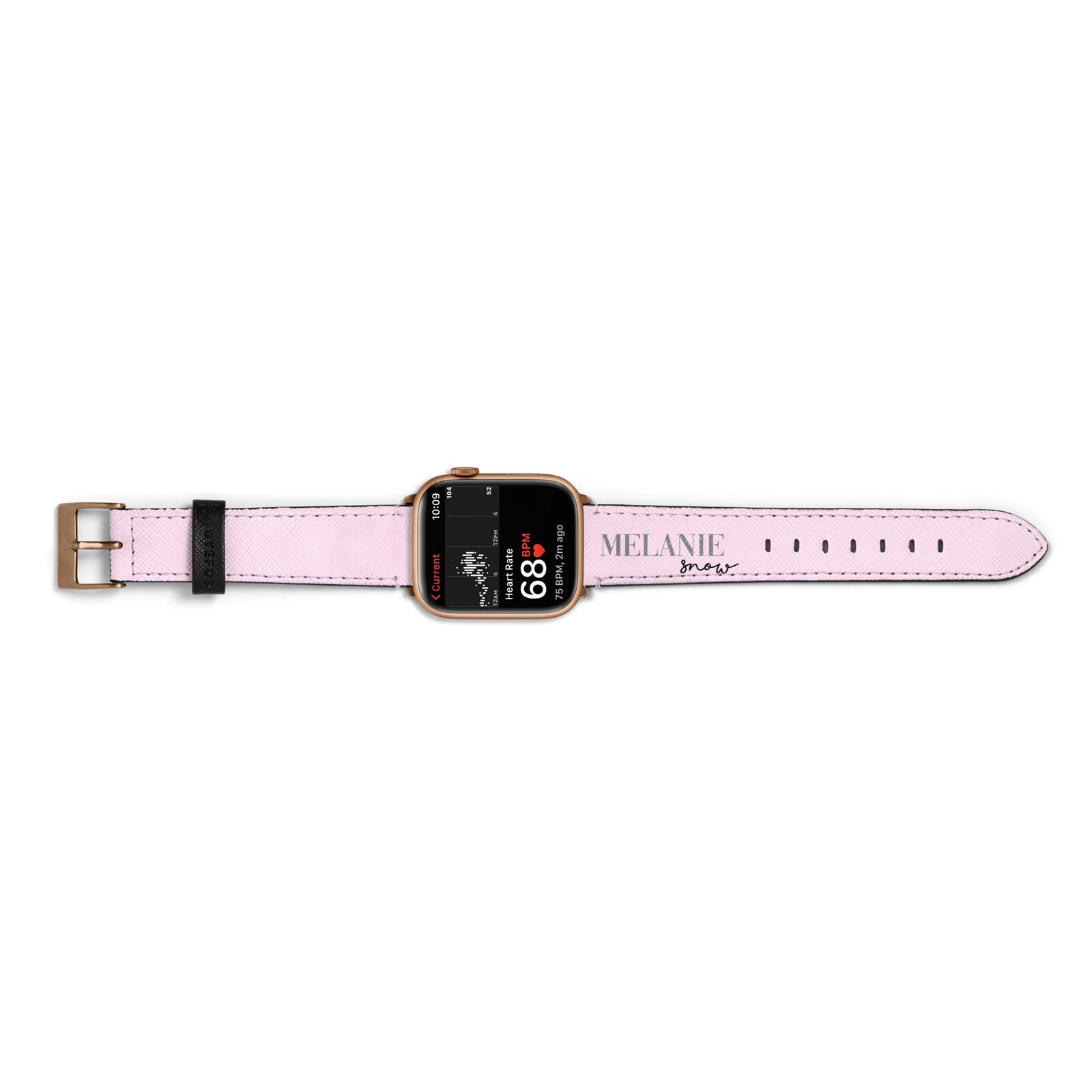 Personalised Dusty Pink Name Apple Watch Strap Size 38mm Landscape Image Gold Hardware