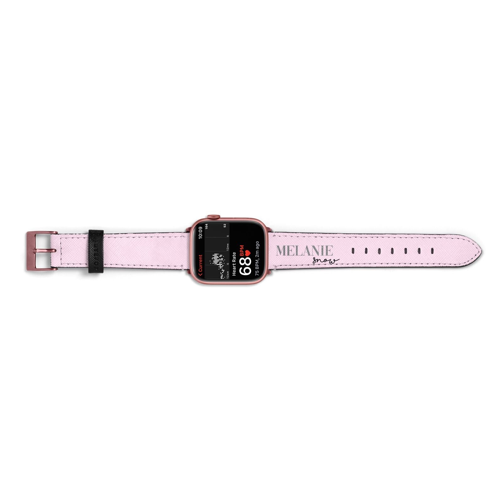 Personalised Dusty Pink Name Apple Watch Strap Size 38mm Landscape Image Rose Gold Hardware