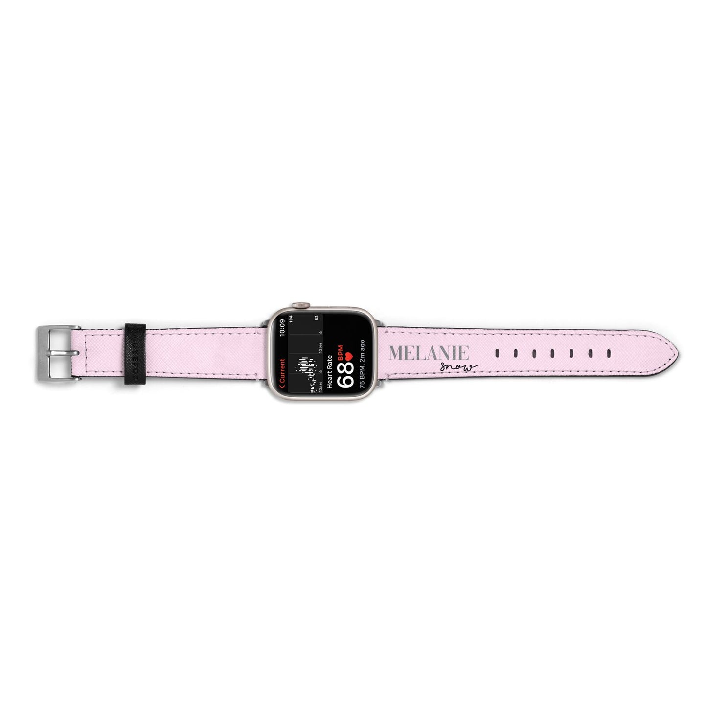 Personalised Dusty Pink Name Apple Watch Strap Size 38mm Landscape Image Silver Hardware