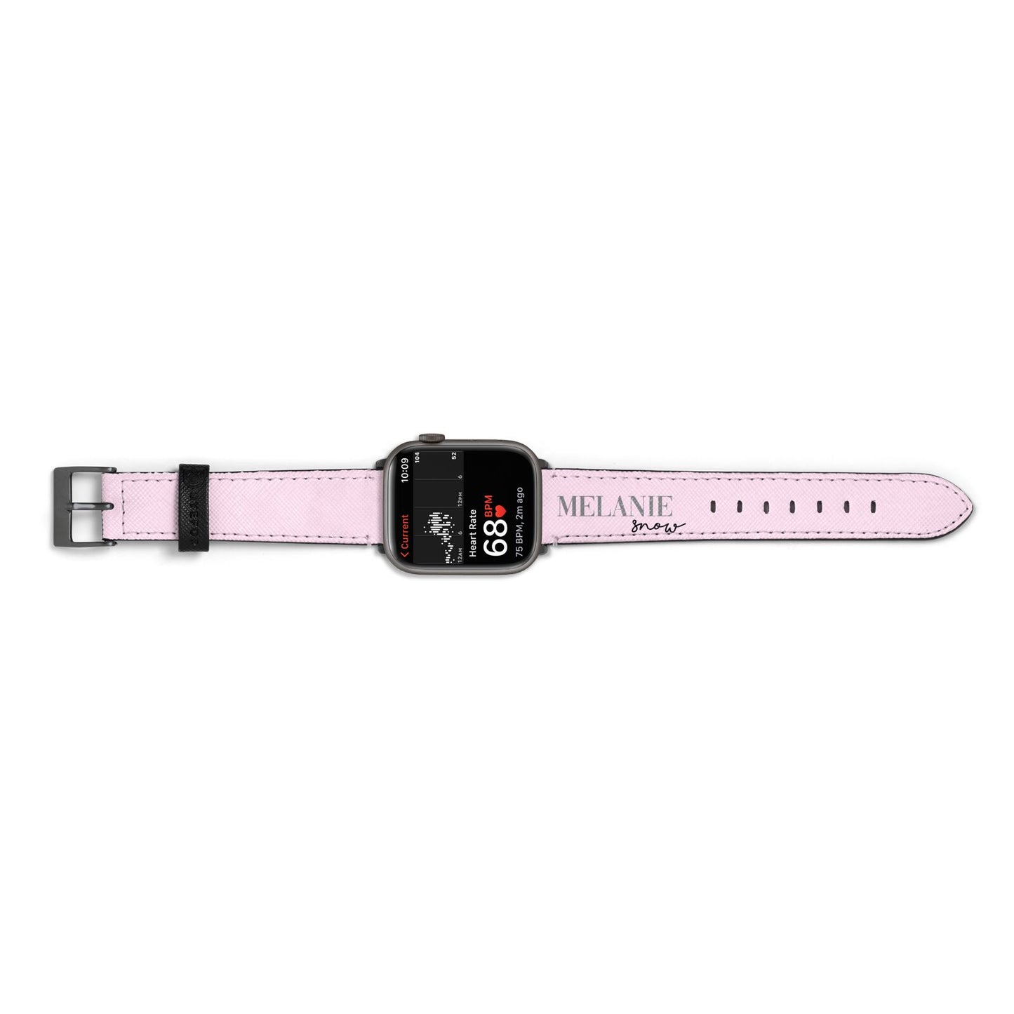 Personalised Dusty Pink Name Apple Watch Strap Size 38mm Landscape Image Space Grey Hardware