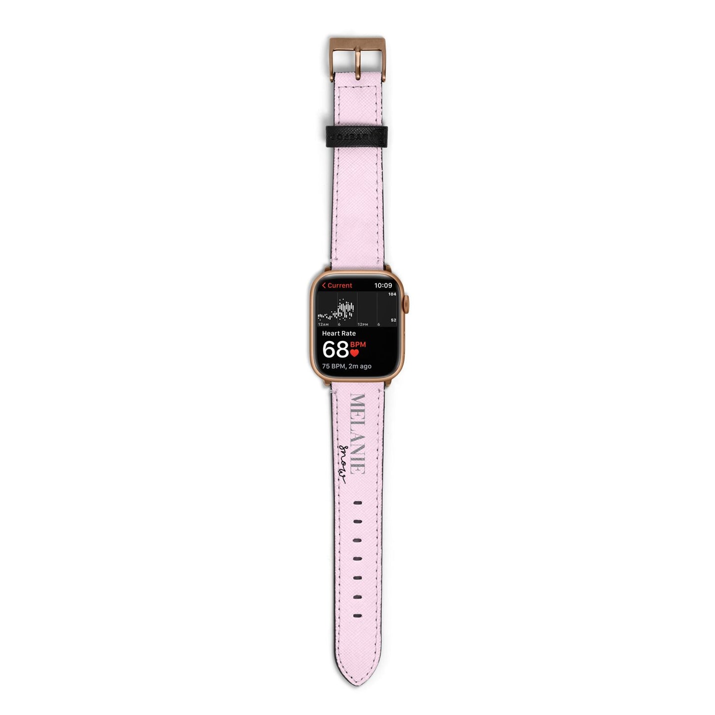 Personalised Dusty Pink Name Apple Watch Strap Size 38mm with Gold Hardware