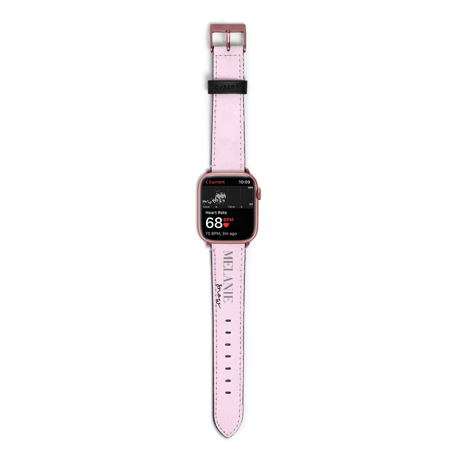 Personalised Dusty Pink Name Apple Watch Strap Size 38mm with Rose Gold Hardware