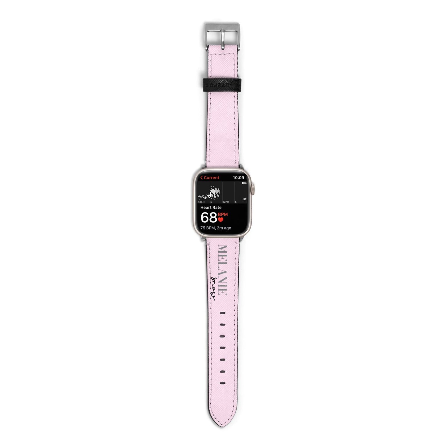 Personalised Dusty Pink Name Apple Watch Strap Size 38mm with Silver Hardware