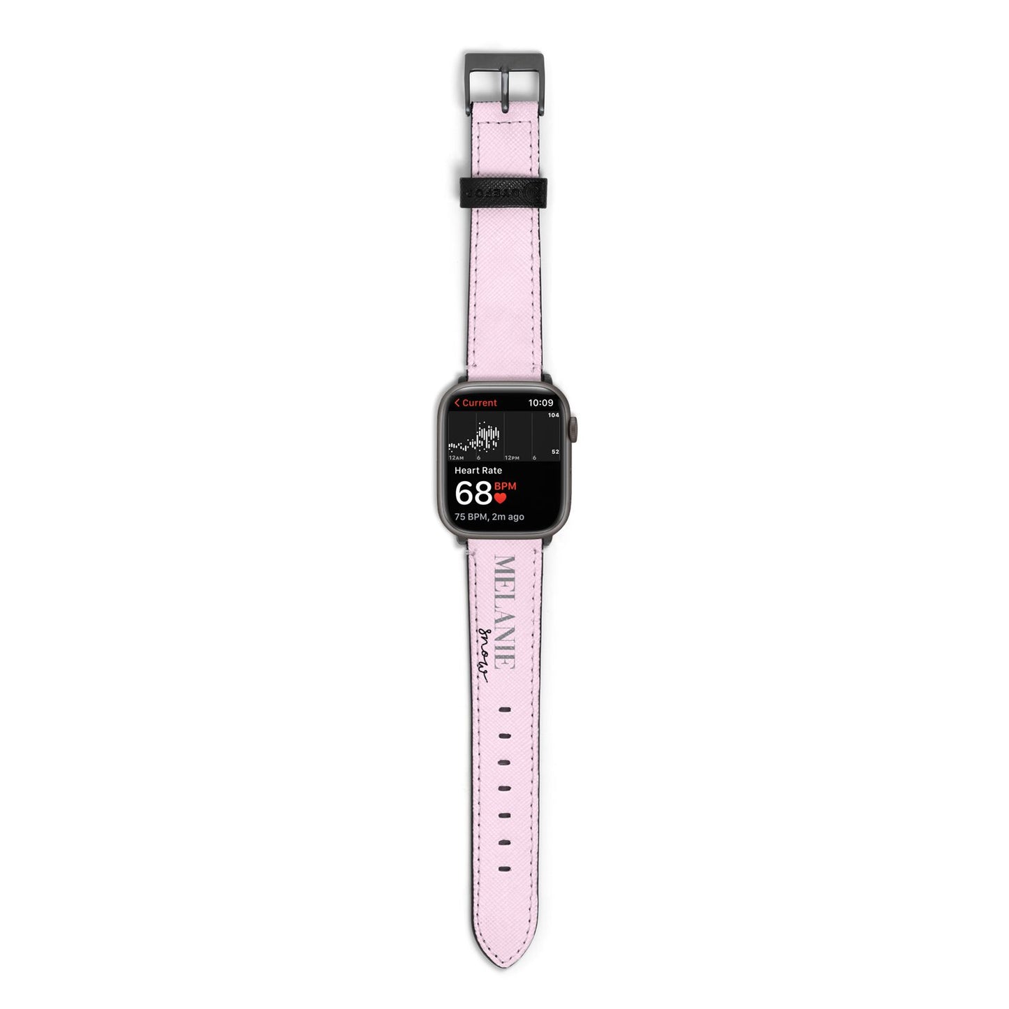 Personalised Dusty Pink Name Apple Watch Strap Size 38mm with Space Grey Hardware