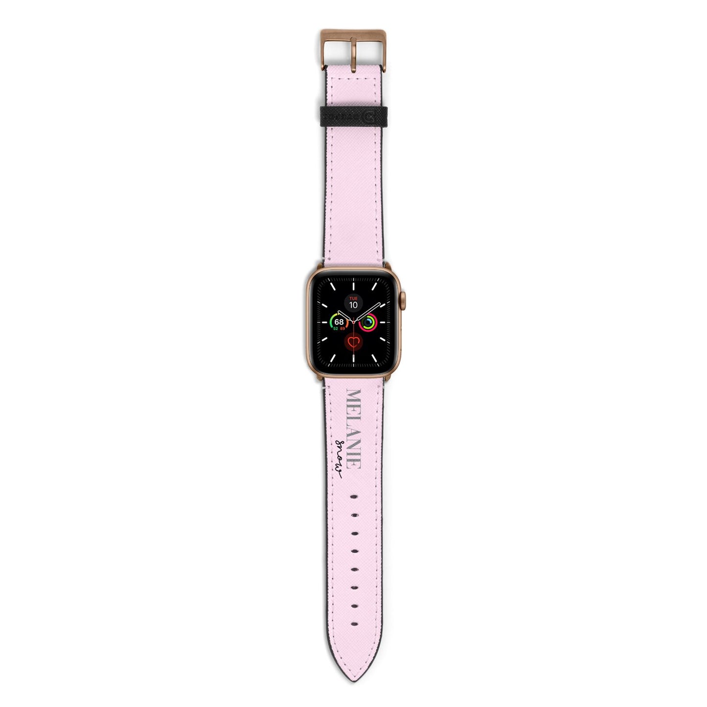 Personalised Dusty Pink Name Apple Watch Strap with Gold Hardware