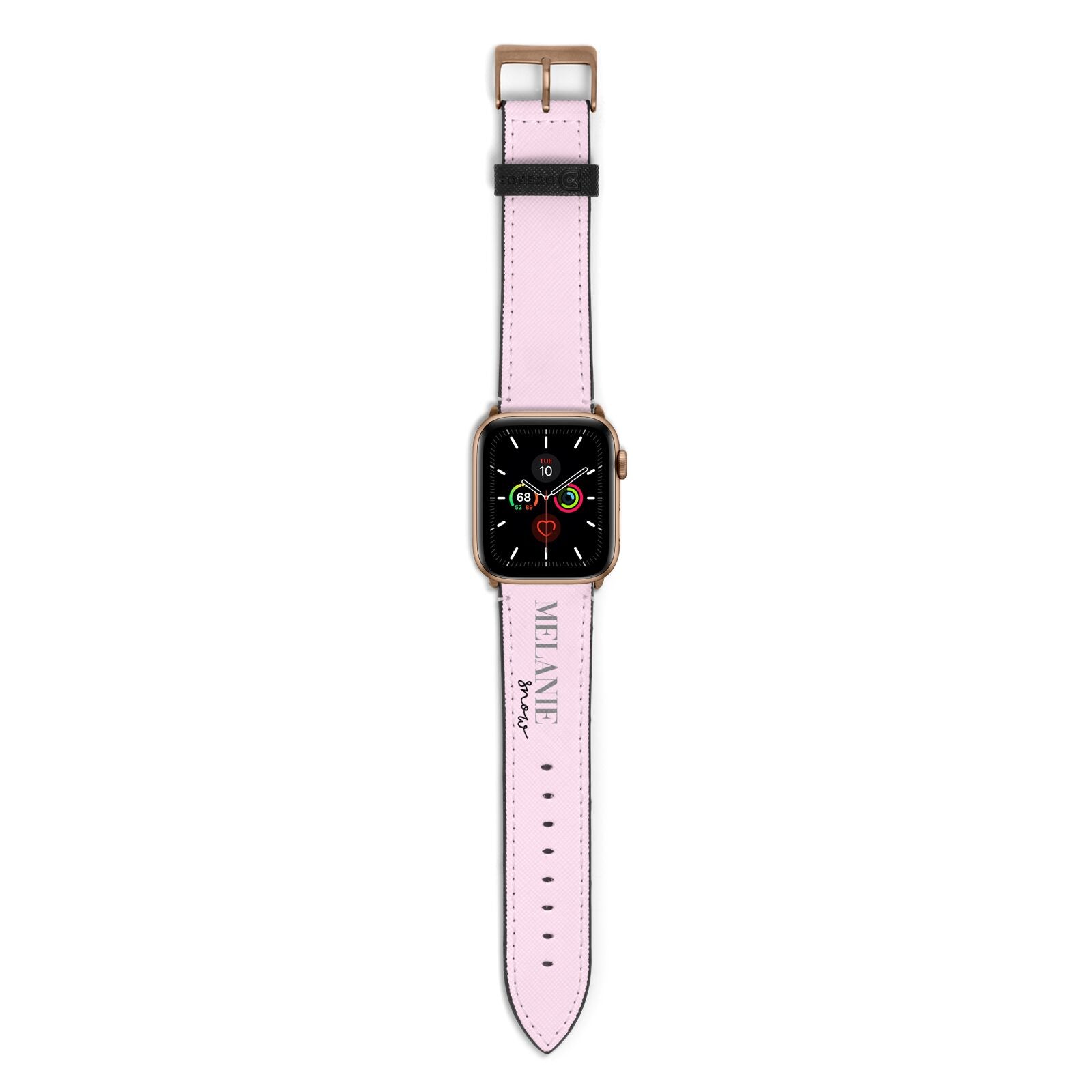 Personalised Dusty Pink Name Apple Watch Strap with Gold Hardware