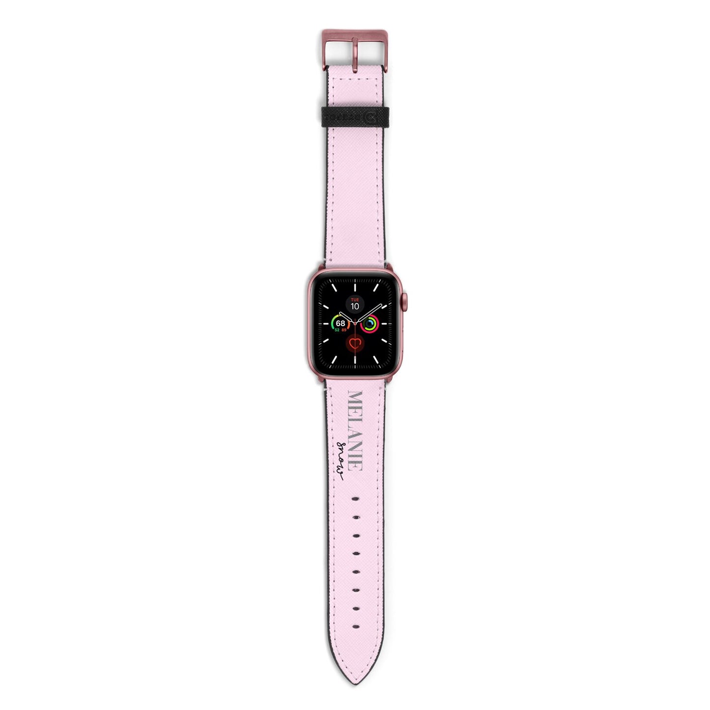 Personalised Dusty Pink Name Apple Watch Strap with Rose Gold Hardware