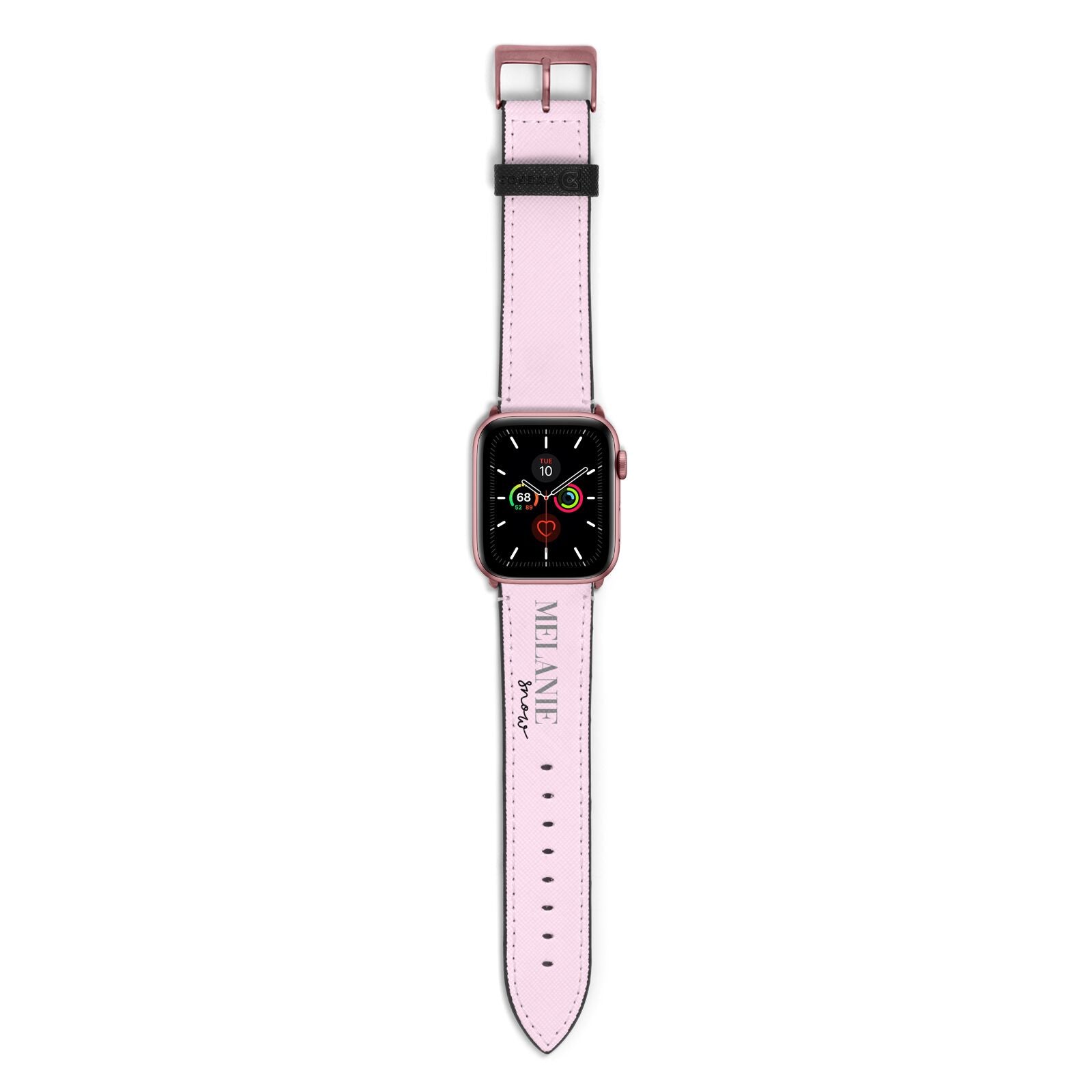 Personalised Dusty Pink Name Apple Watch Strap with Rose Gold Hardware