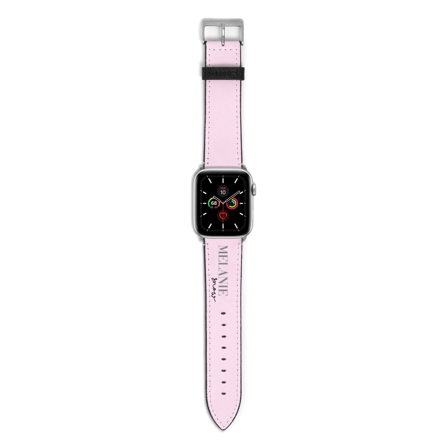 Personalised Dusty Pink Name Apple Watch Strap with Silver Hardware