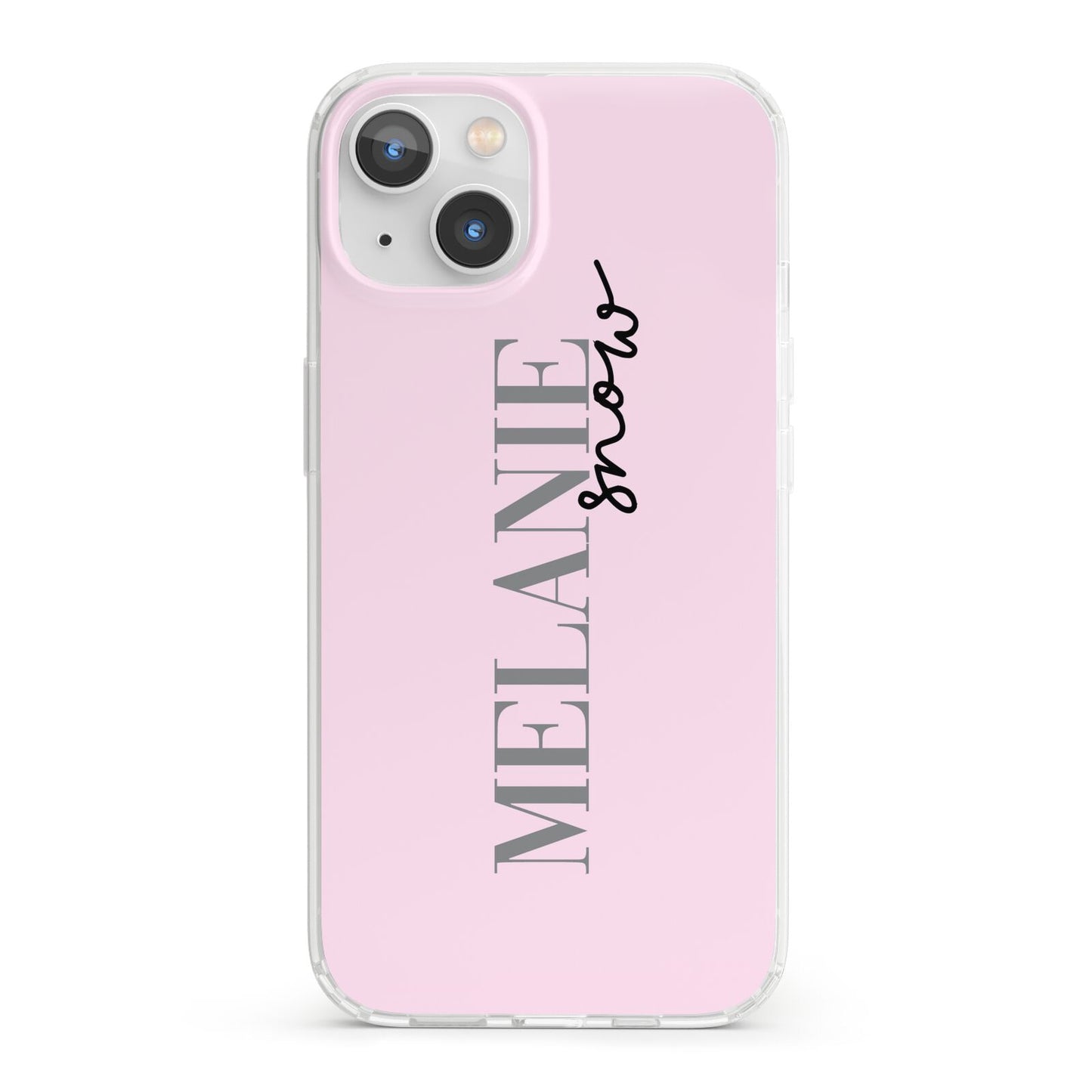 Personalised Dusty Pink Name iPhone 13 Clear Bumper Case