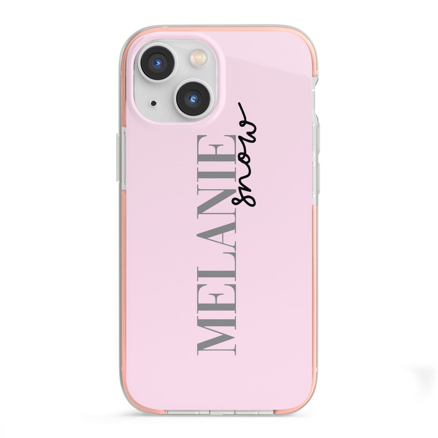 Personalised Dusty Pink Name iPhone 13 Mini TPU Impact Case with Pink Edges