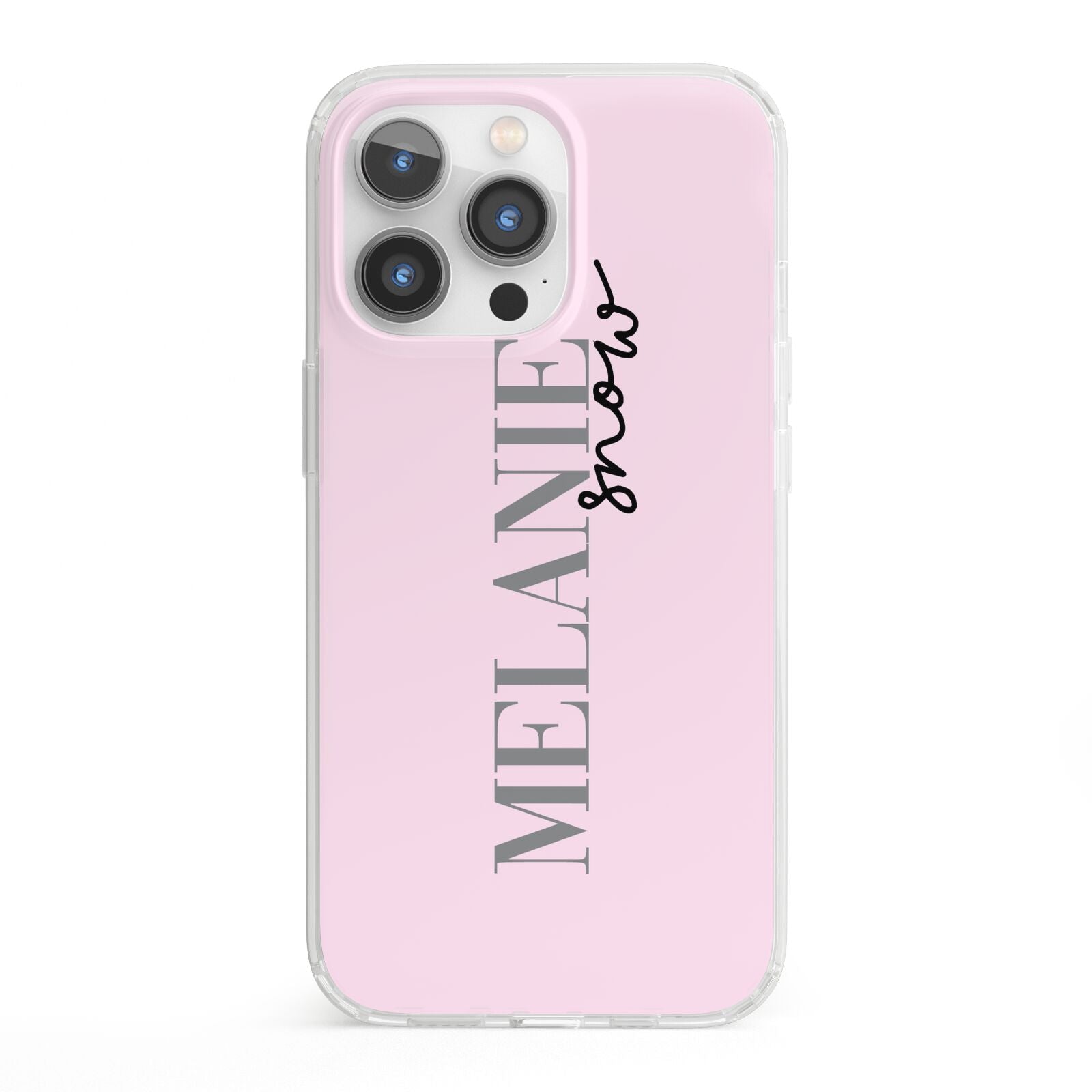 Personalised Dusty Pink Name iPhone 13 Pro Clear Bumper Case