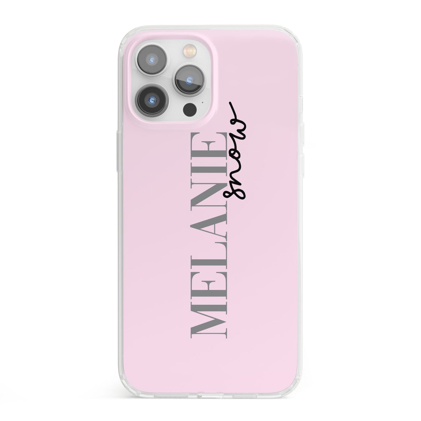 Personalised Dusty Pink Name iPhone 13 Pro Max Clear Bumper Case