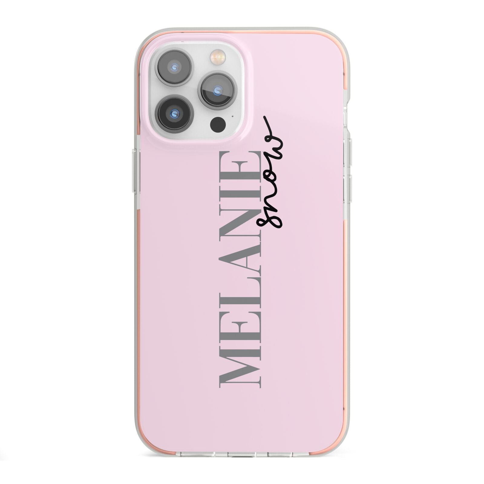 Personalised Dusty Pink Name iPhone 13 Pro Max TPU Impact Case with Pink Edges