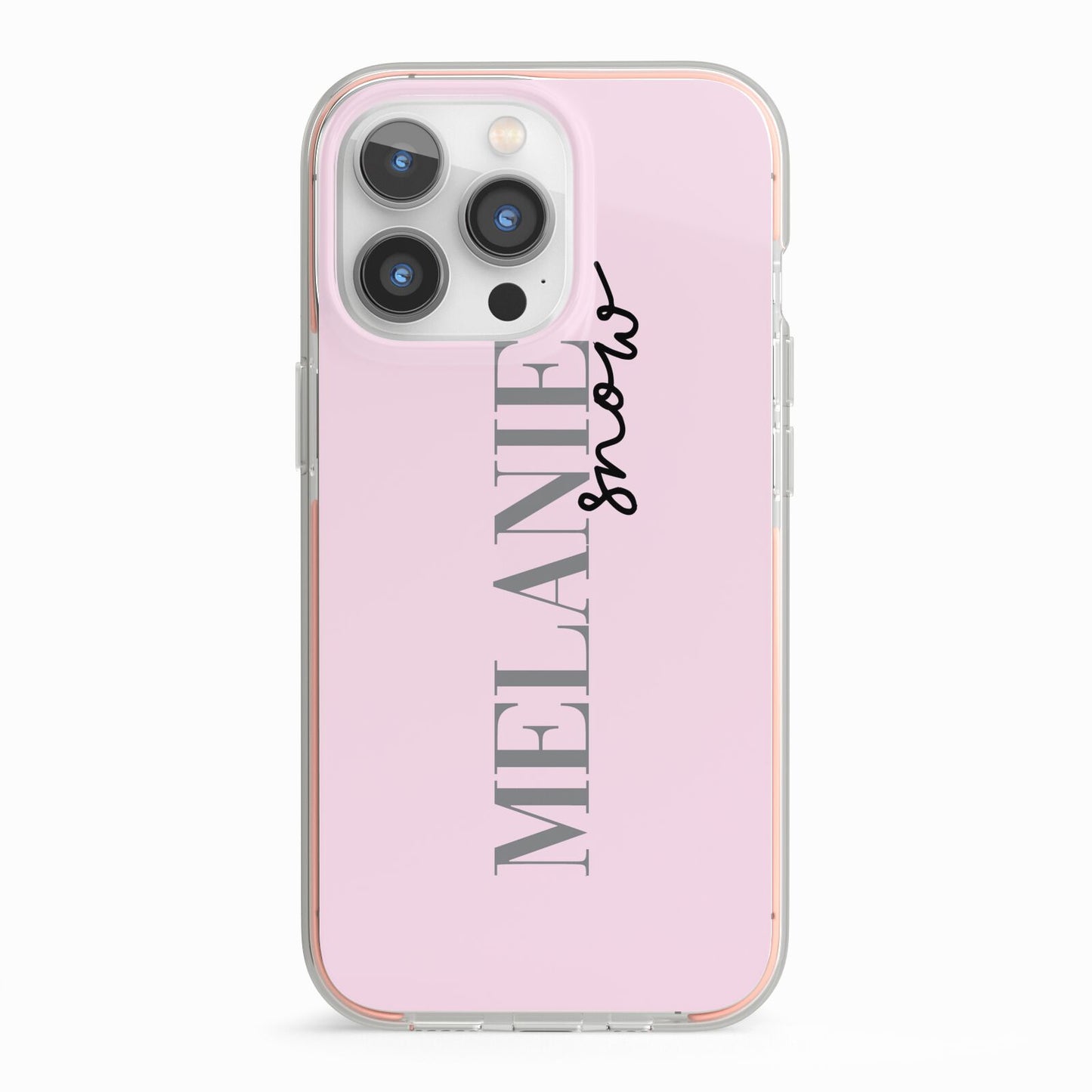 Personalised Dusty Pink Name iPhone 13 Pro TPU Impact Case with Pink Edges