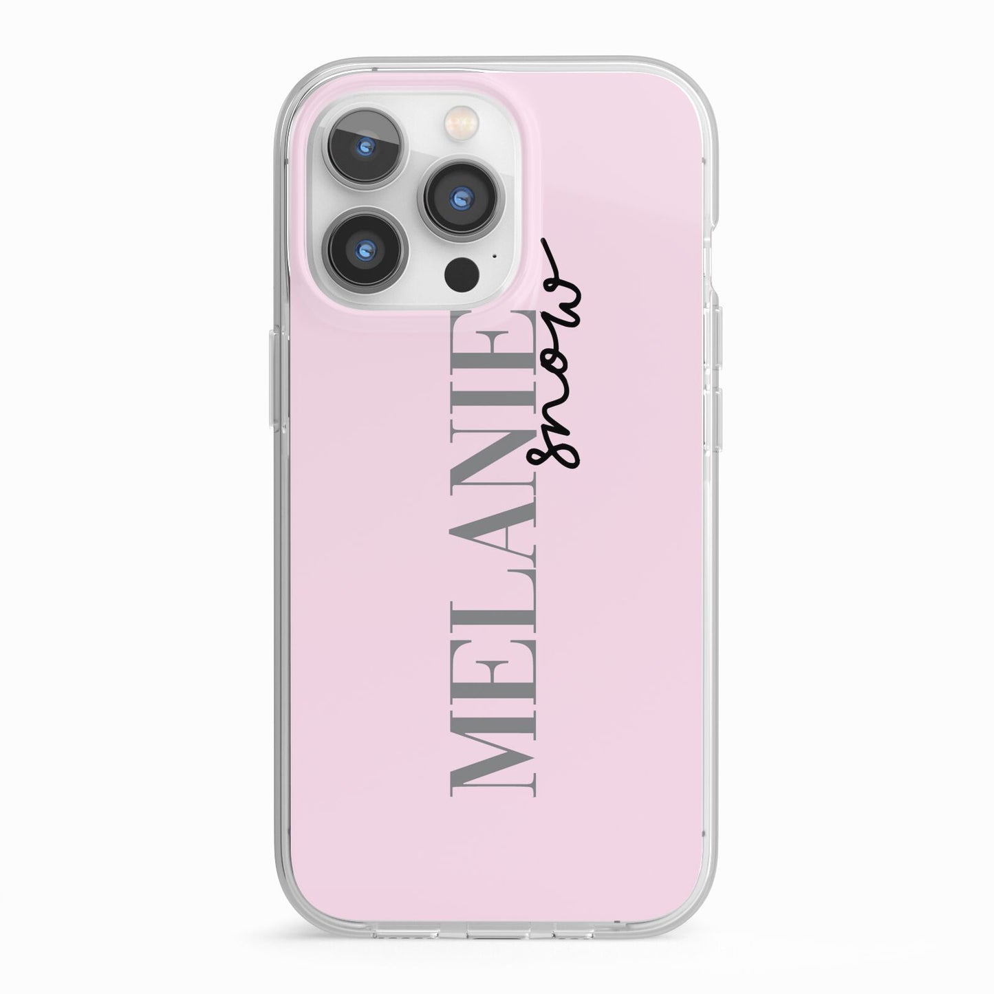 Personalised Dusty Pink Name iPhone 13 Pro TPU Impact Case with White Edges