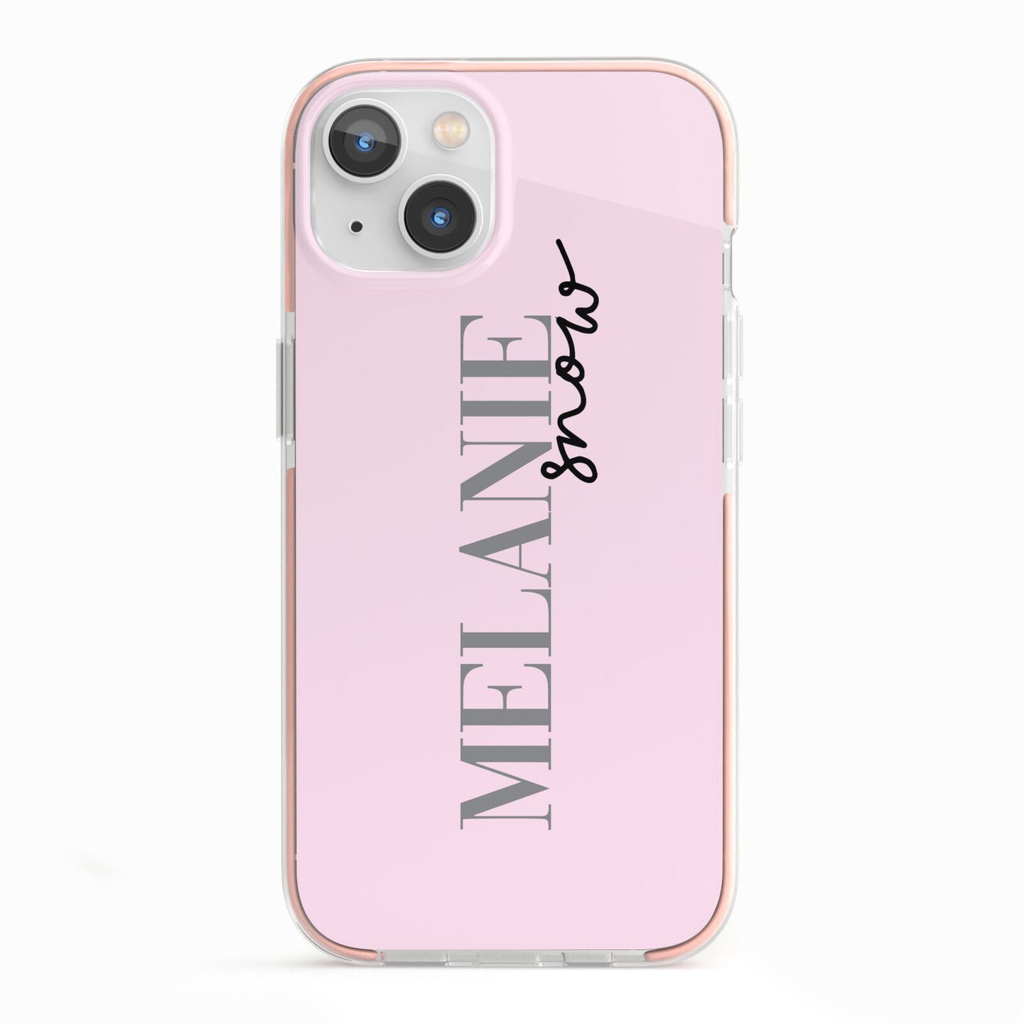 Personalised Dusty Pink Name iPhone 13 TPU Impact Case with Pink Edges