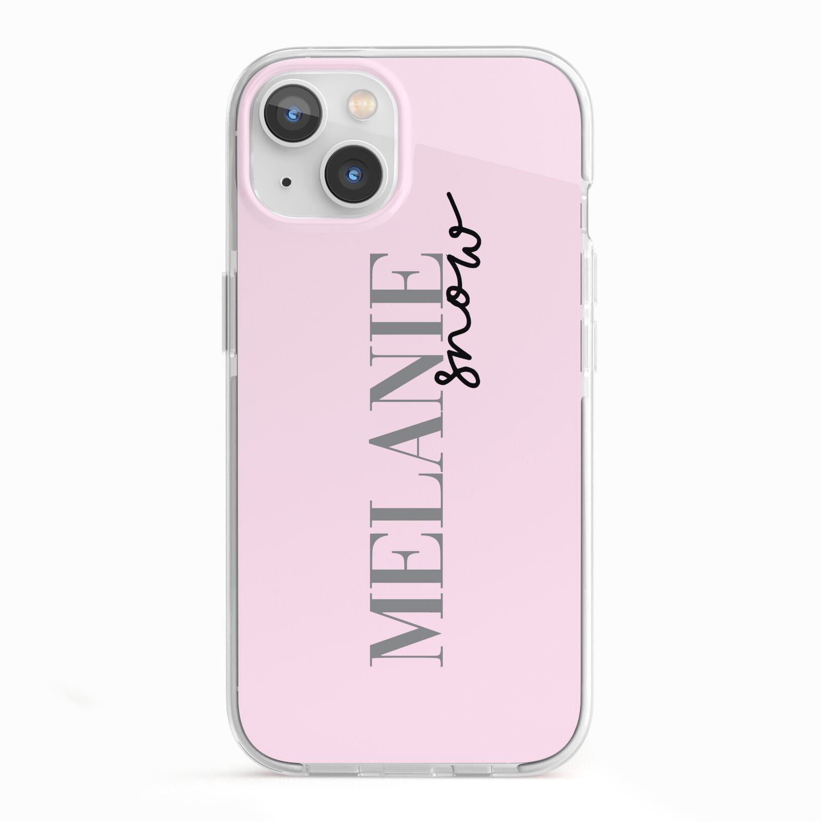 Personalised Dusty Pink Name iPhone 13 TPU Impact Case with White Edges