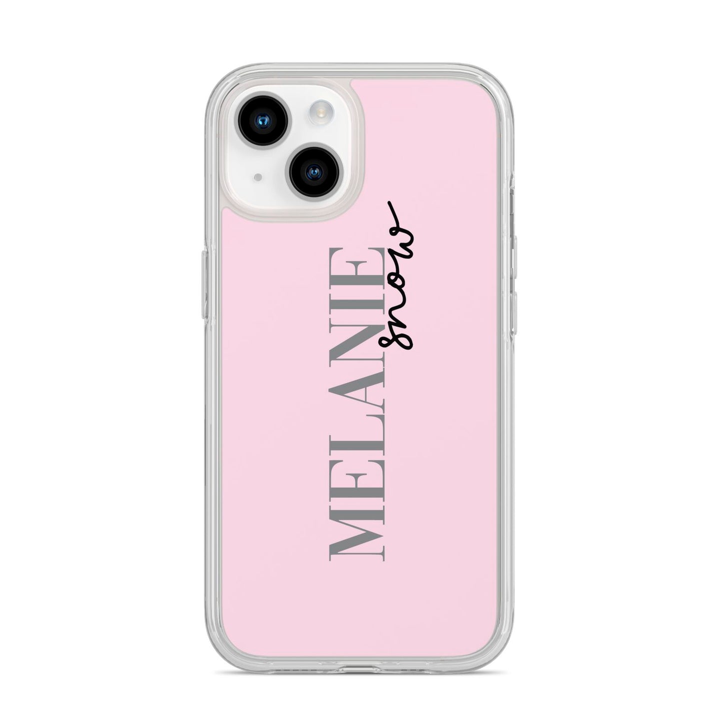 Personalised Dusty Pink Name iPhone 14 Clear Tough Case Starlight