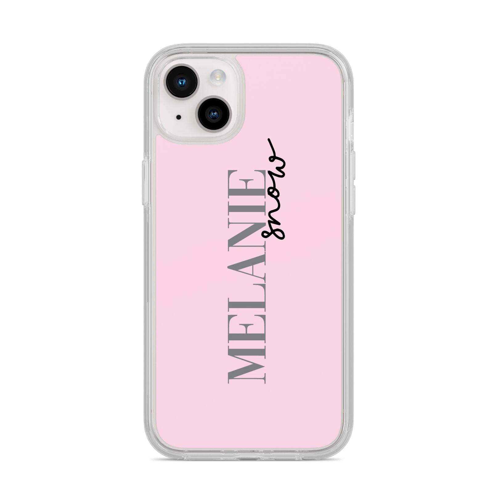 Personalised Dusty Pink Name iPhone 14 Plus Clear Tough Case Starlight