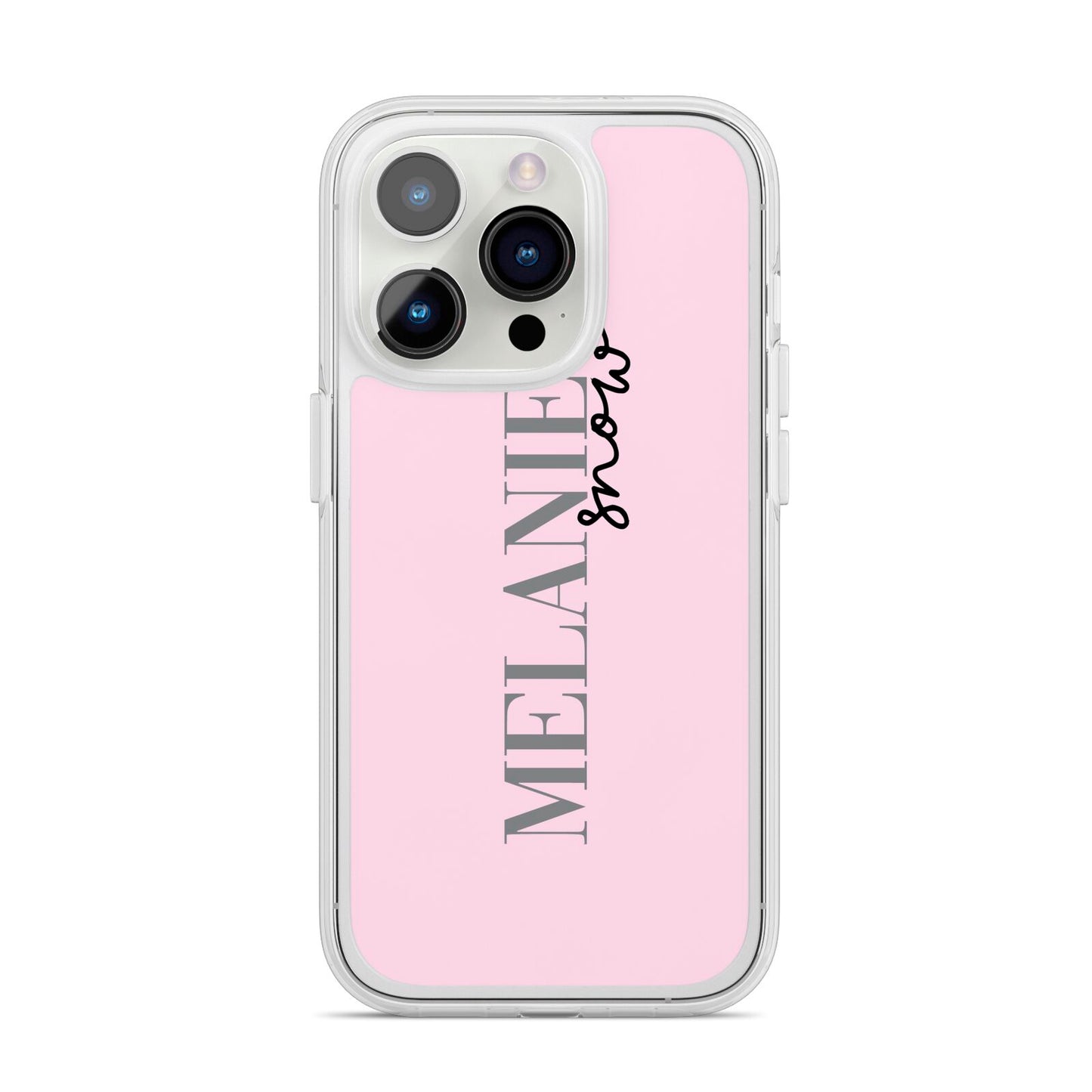 Personalised Dusty Pink Name iPhone 14 Pro Clear Tough Case Silver