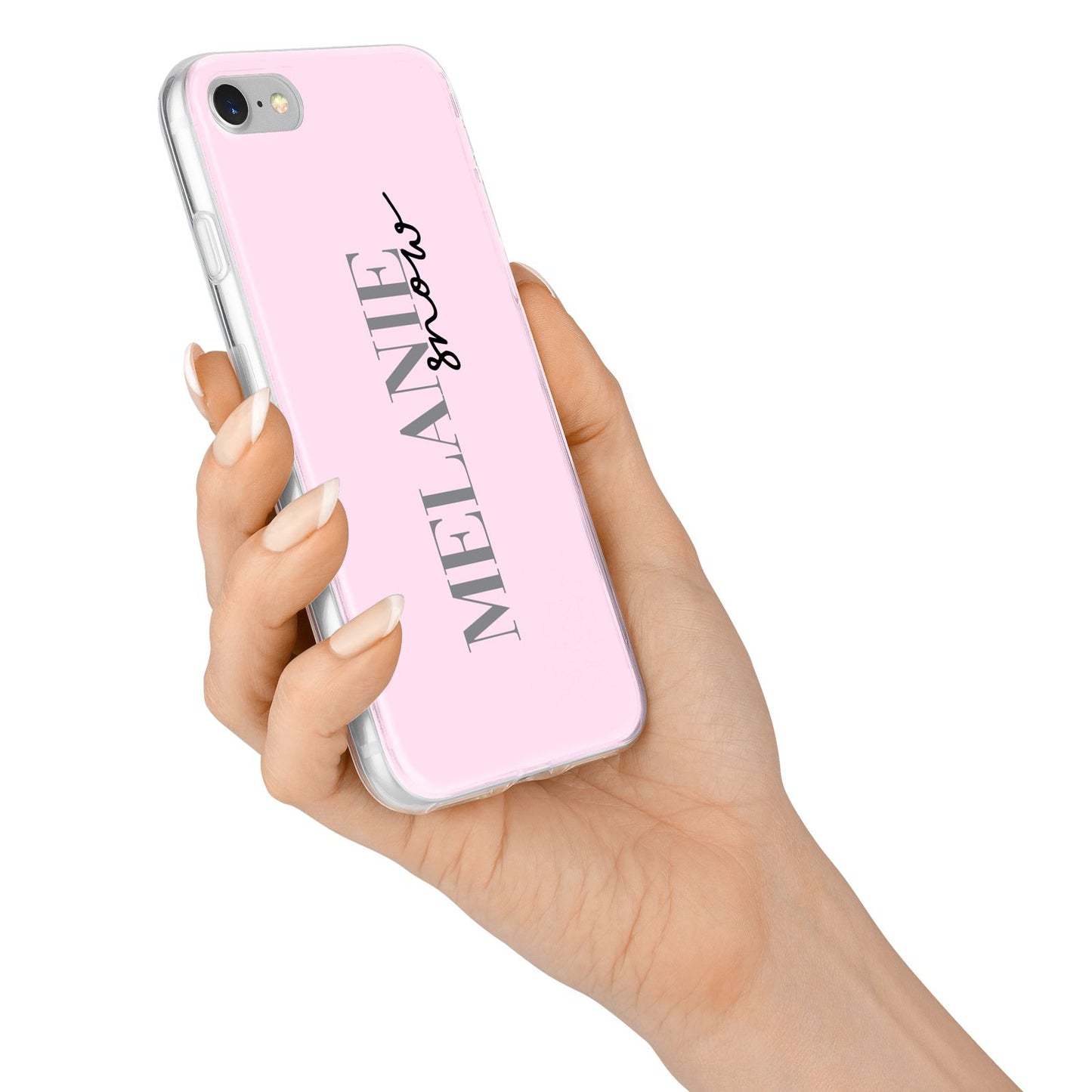 Personalised Dusty Pink Name iPhone 7 Bumper Case on Silver iPhone Alternative Image