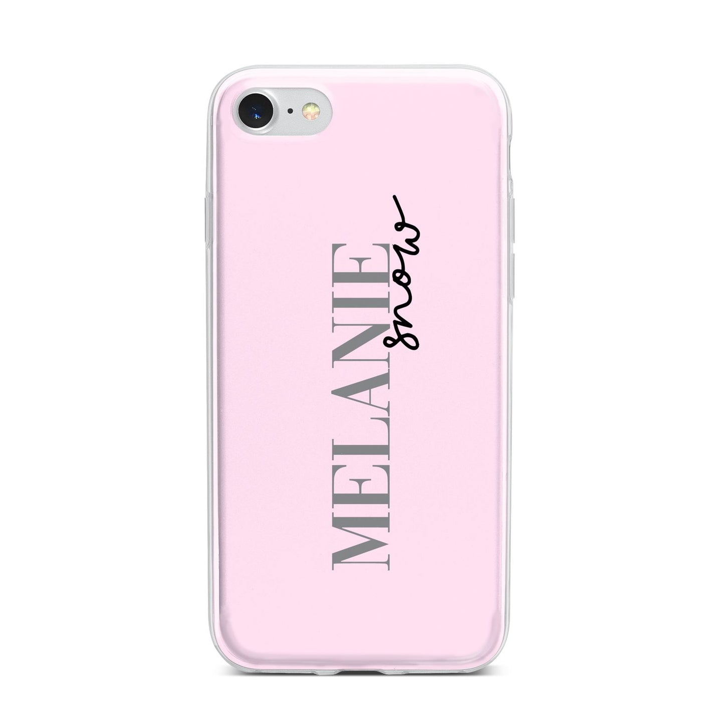 Personalised Dusty Pink Name iPhone 7 Bumper Case on Silver iPhone