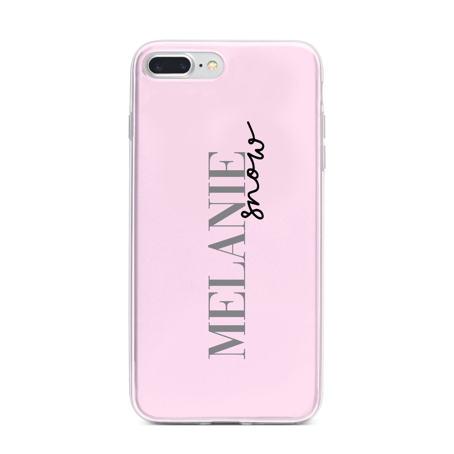 Personalised Dusty Pink Name iPhone 7 Plus Bumper Case on Silver iPhone