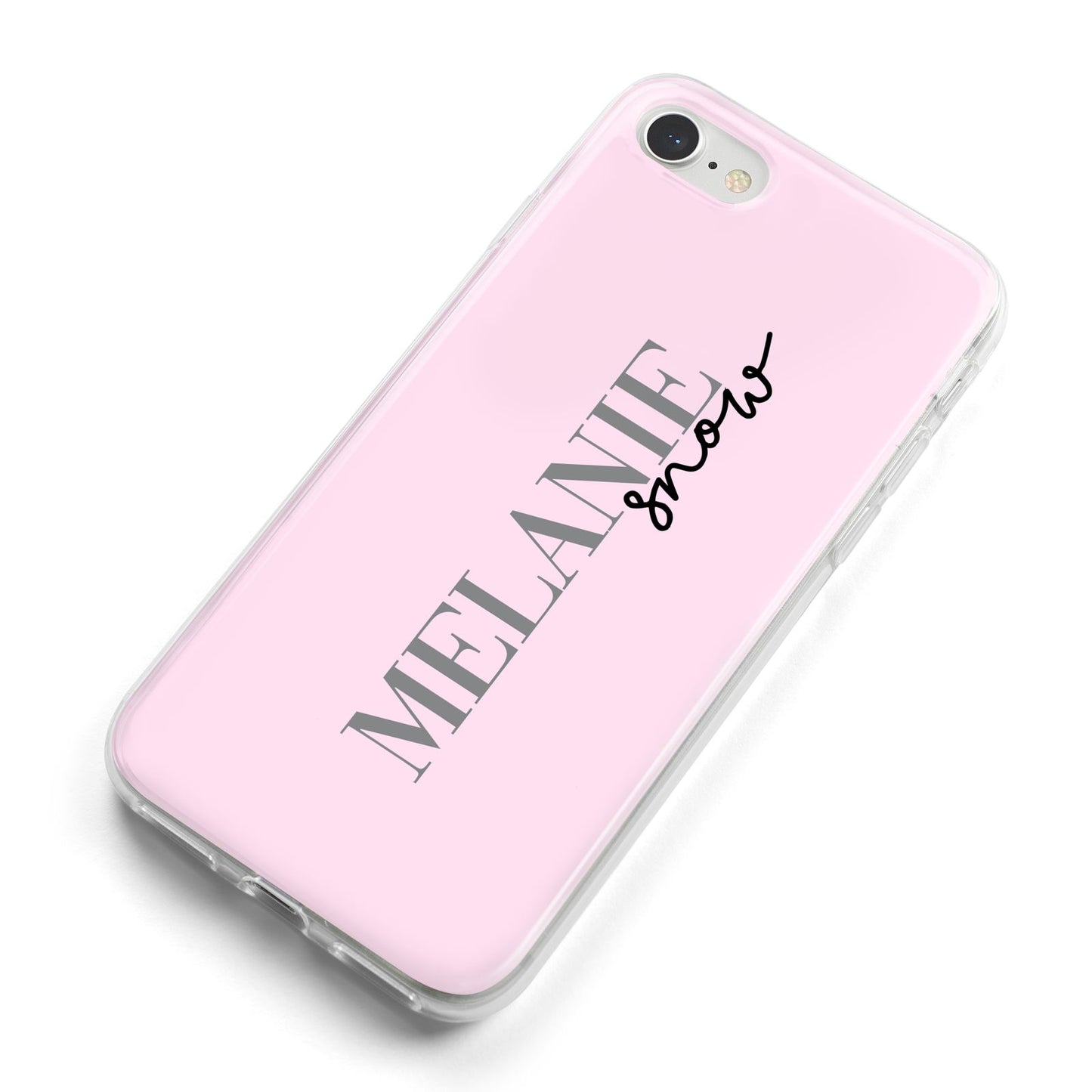 Personalised Dusty Pink Name iPhone 8 Bumper Case on Silver iPhone Alternative Image