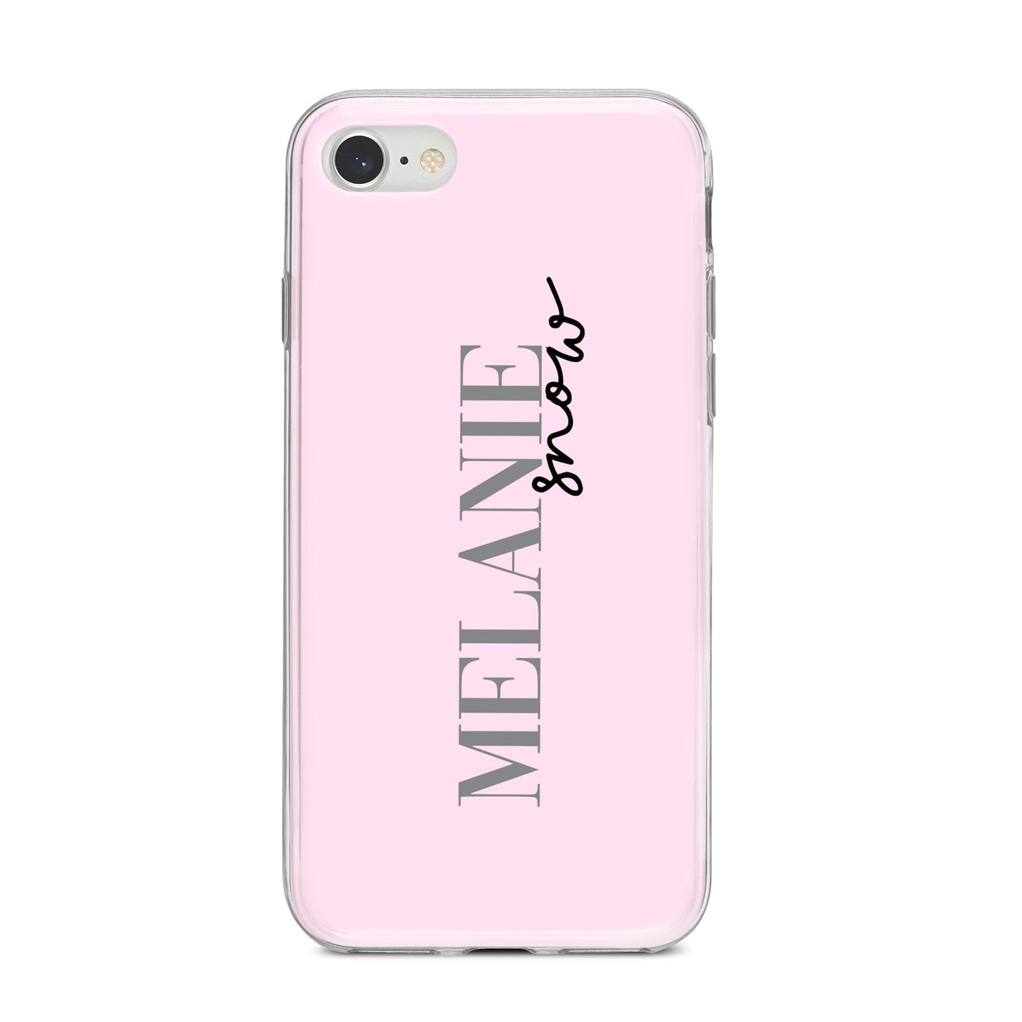 Personalised Dusty Pink Name iPhone 8 Bumper Case on Silver iPhone