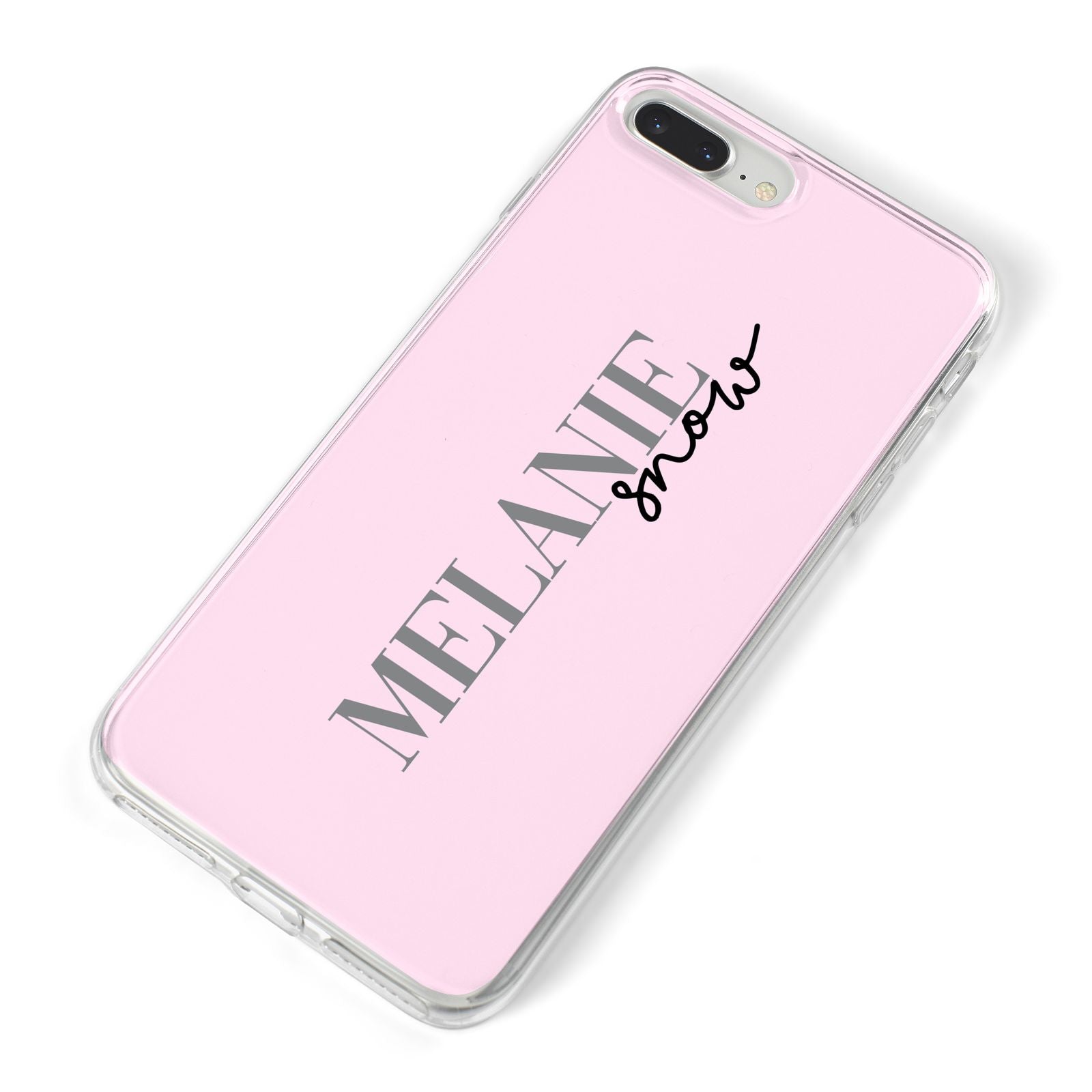 Personalised Dusty Pink Name iPhone 8 Plus Bumper Case on Silver iPhone Alternative Image