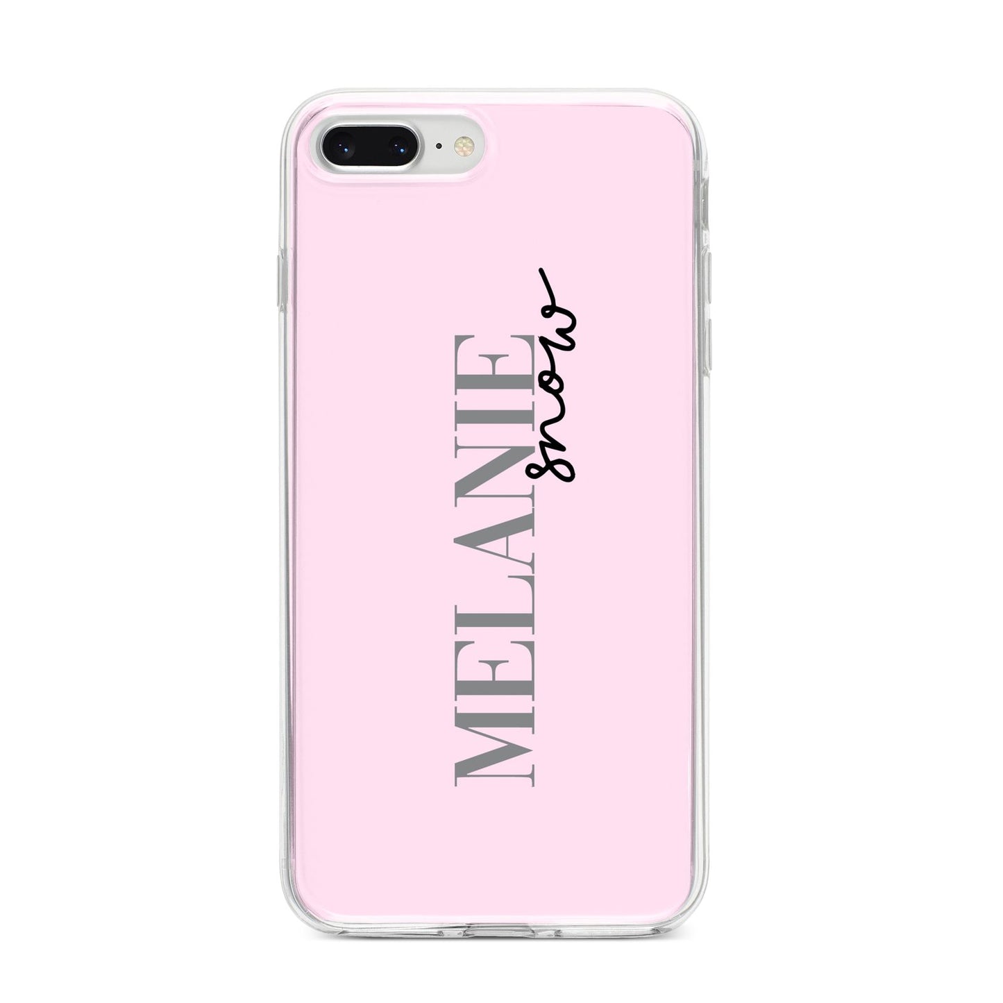 Personalised Dusty Pink Name iPhone 8 Plus Bumper Case on Silver iPhone