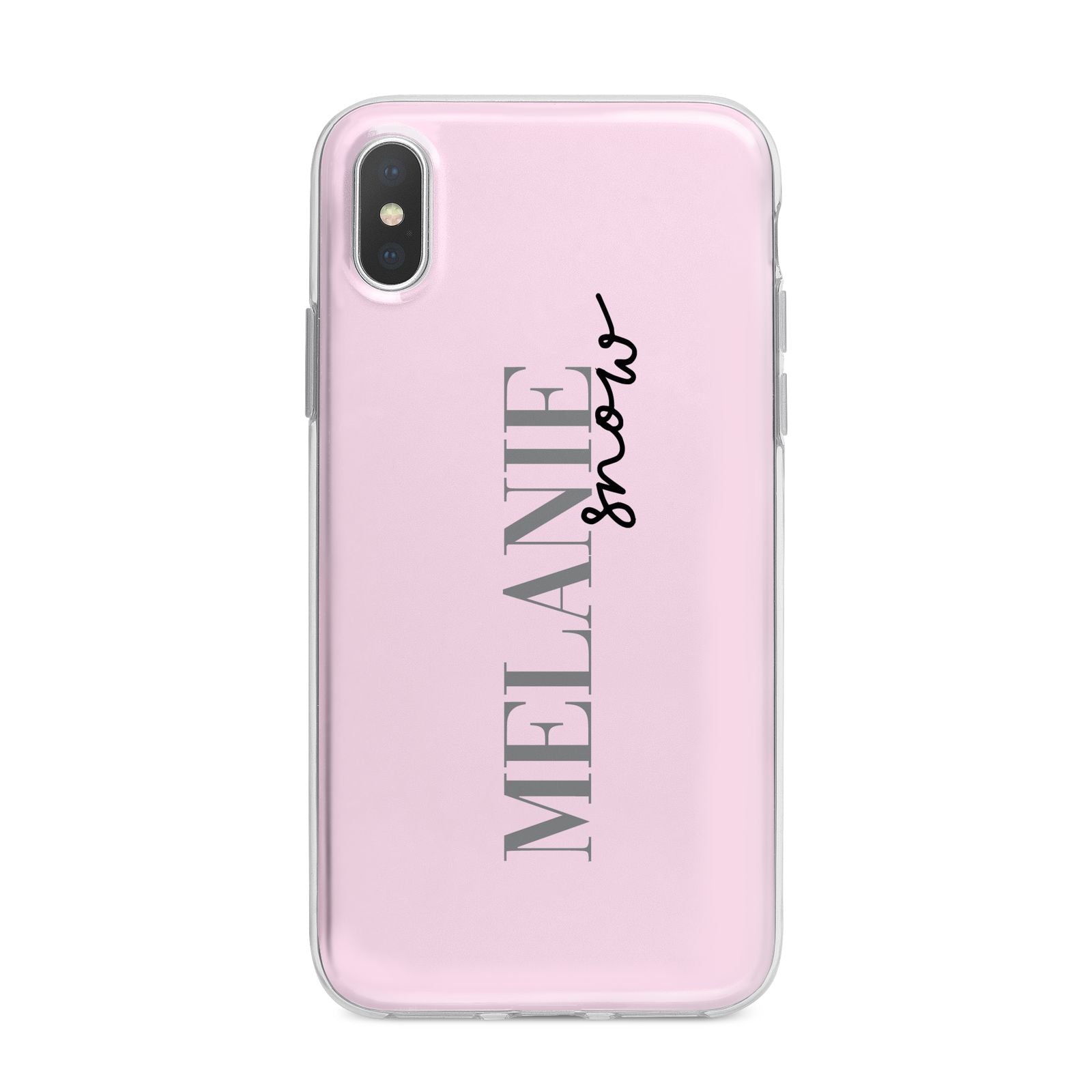 Personalised Dusty Pink Name iPhone X Bumper Case on Silver iPhone Alternative Image 1