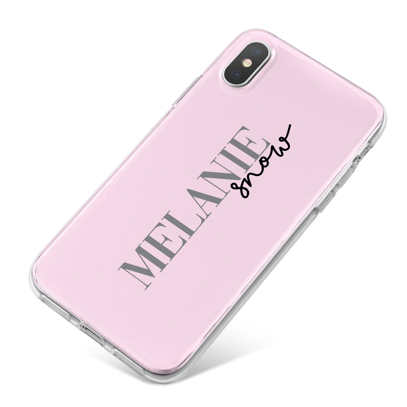 Personalised Dusty Pink Name iPhone X Bumper Case on Silver iPhone