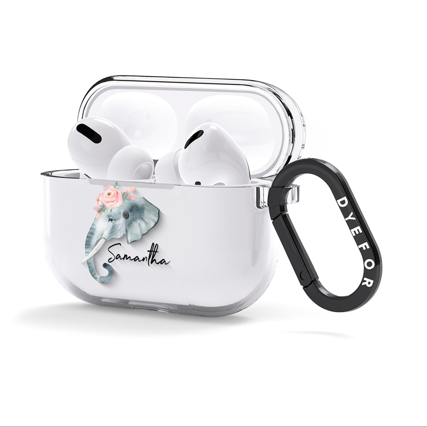 Personalised Elephant AirPods Clear Case 3rd Gen Side Image