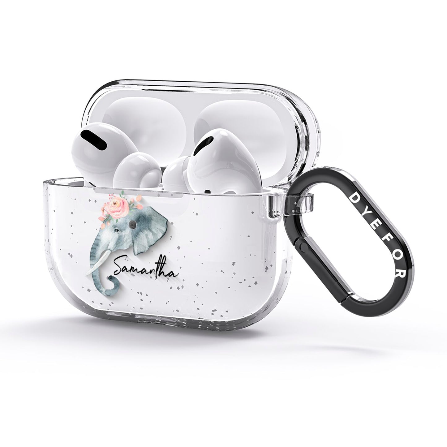 Personalised Elephant AirPods Glitter Case 3rd Gen Side Image