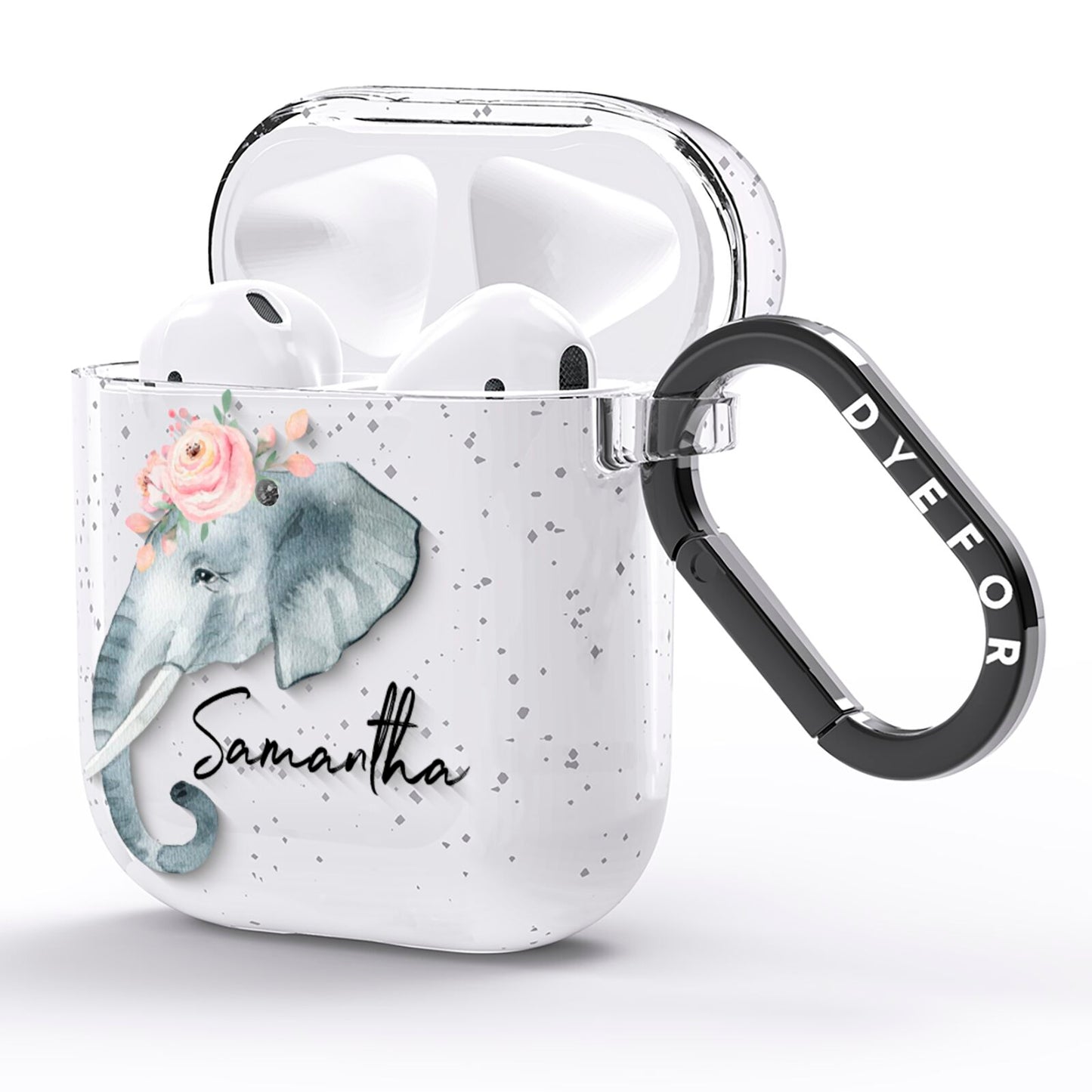 Personalised Elephant AirPods Glitter Case Side Image