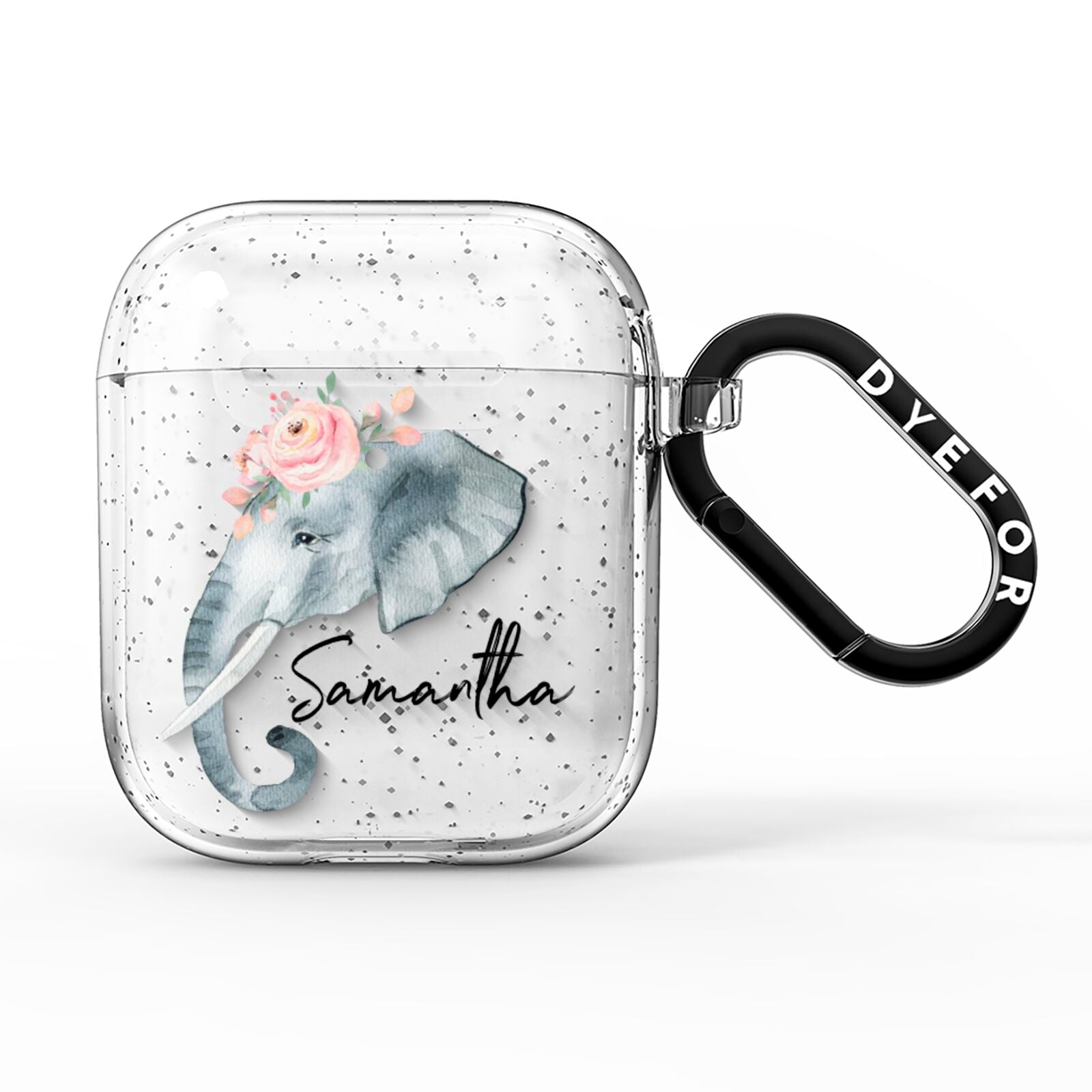 Personalised Elephant AirPods Glitter Case